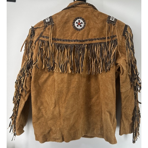Cocobee Cowboy Western Suede Leather Jacket With Beadwork Tan Men's 5XL - Picture 7 of 10